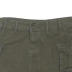 Womens Green Cargo Short Skirt Cotton Blend Woven Plain Button Closure L Pockets