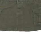 Womens Green Cargo Short Skirt Cotton Blend Woven Plain Button Closure L Pockets