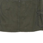 Womens Green Cargo Short Skirt Cotton Blend Woven Plain Button Closure L Pockets
