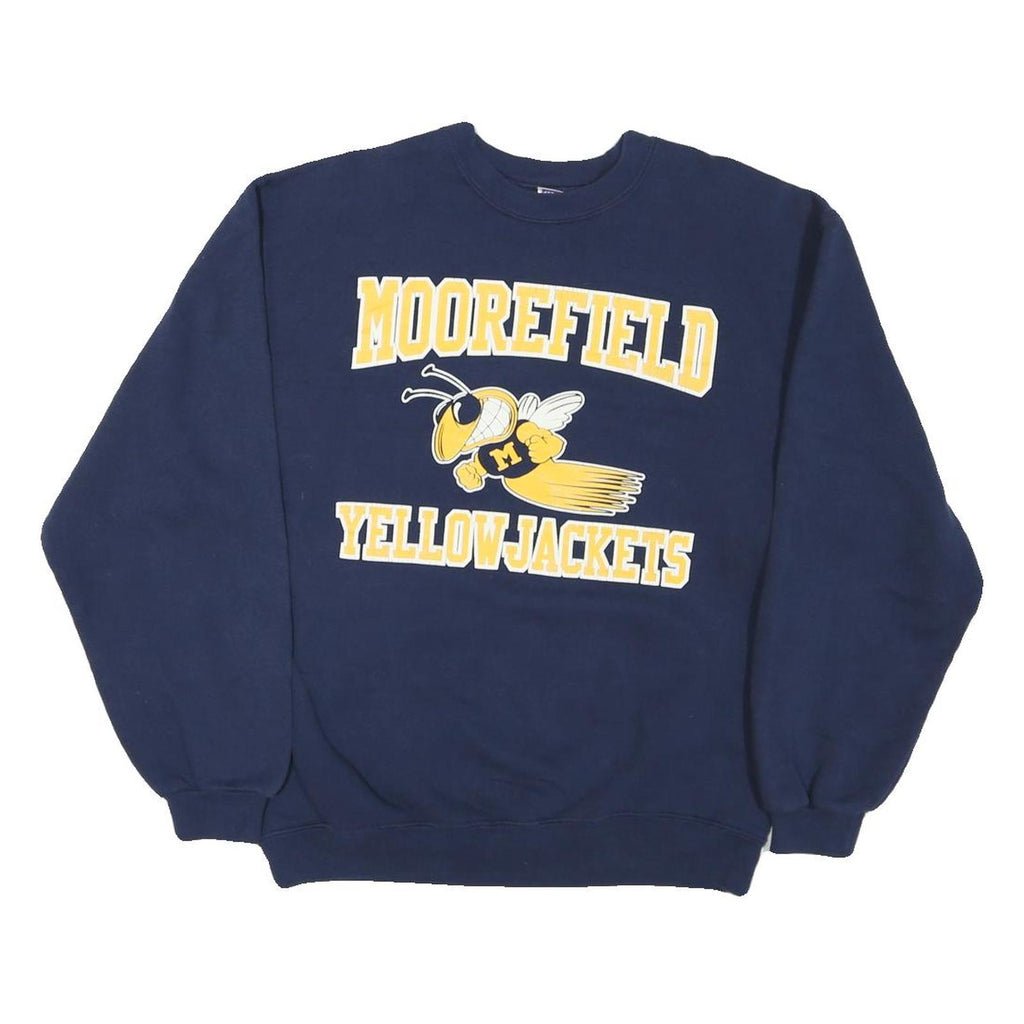 JERZEES Mens Navy Blue Moorefield Yellowjackets Crew Neck S Sweatshirt Retro