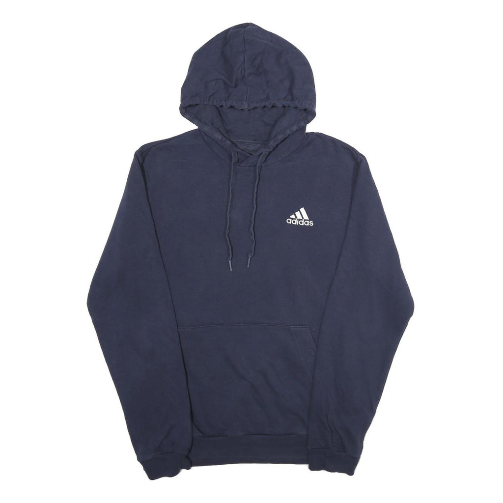 ADIDAS Mens Navy Blue Hoodie M Cotton Blend Pullover Drawstring