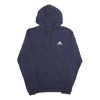 ADIDAS Mens Navy Blue Hoodie M Cotton Blend Pullover Drawstring