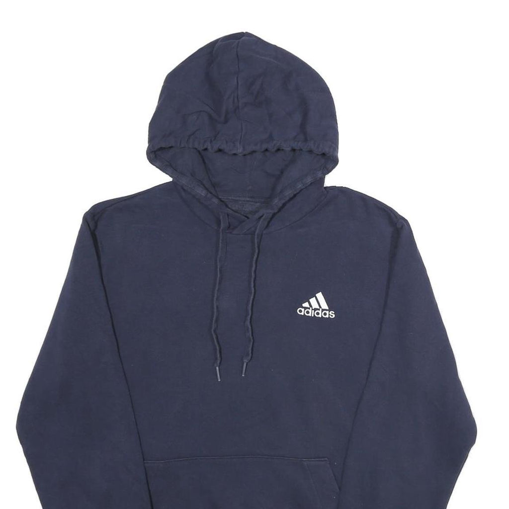 ADIDAS Mens Navy Blue Hoodie M Cotton Blend Pullover Drawstring