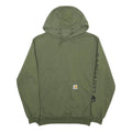 CARHARTT Mens Green Hoodie S Carhartt Logo Sleeve Pullover Cotton Blend