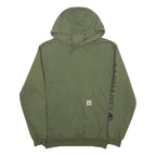 CARHARTT Mens Green Hoodie S Carhartt Logo Sleeve Pullover Cotton Blend