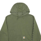 CARHARTT Mens Green Hoodie S Carhartt Logo Sleeve Pullover Cotton Blend