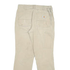 CARHARTT Mens Jeans Beige Relaxed Straight Denim W32 L29 Workwear Durable Zip