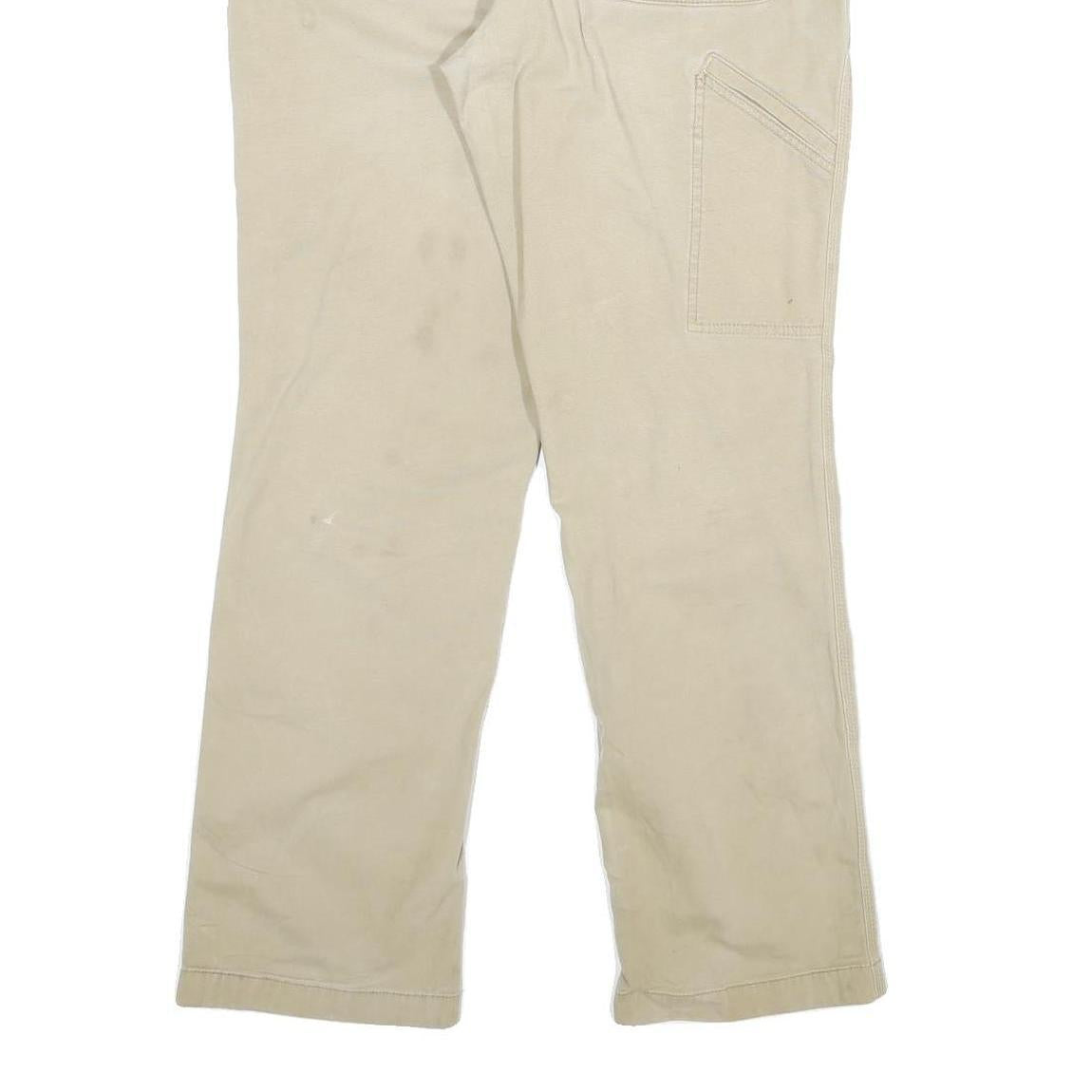 CARHARTT Mens Jeans Beige Relaxed Straight Denim W32 L29 Workwear Durable Zip