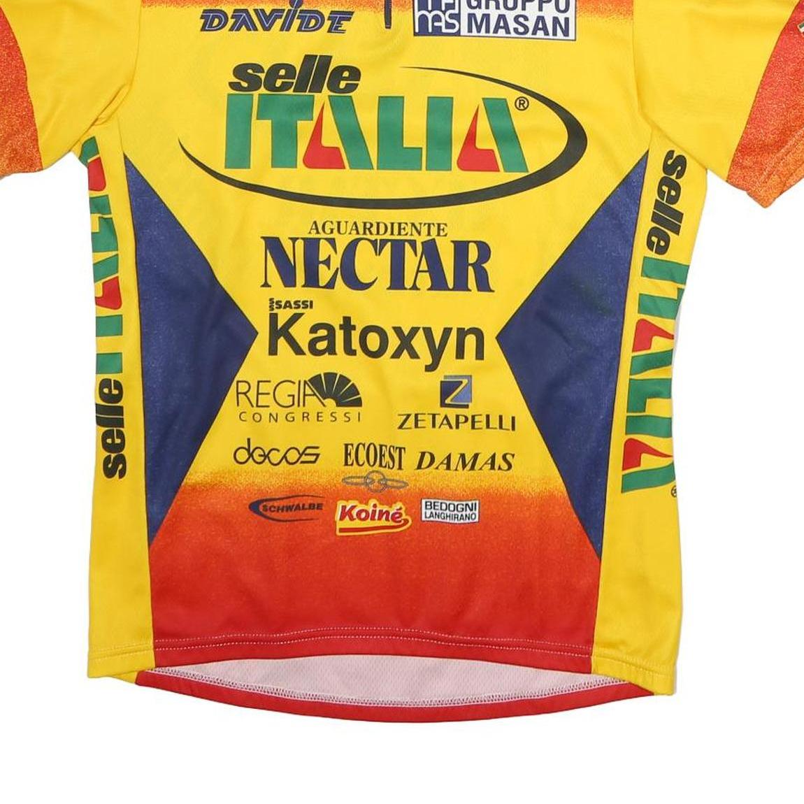 SMS SANTINI Mens Yellow & Red Graphic Cycling Jersey XL Short Sleeve Crew Neck