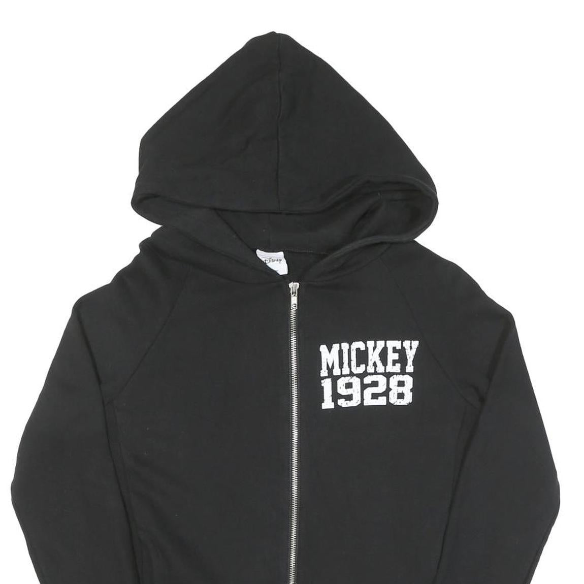 DISNEY Womens Black Mickey 1928 Zip Up Hoodie S Cotton Casual Sweatshirt