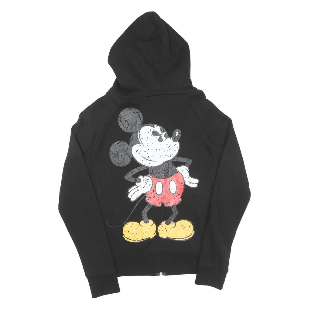 DISNEY Womens Black Mickey 1928 Zip Up Hoodie S Cotton Casual Sweatshirt