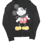 DISNEY Womens Black Mickey 1928 Zip Up Hoodie S Cotton Casual Sweatshirt