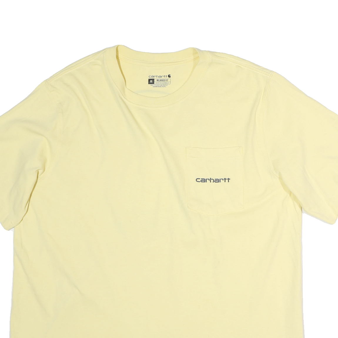 CARHARTT Mens Yellow & Cream Pocket T-Shirt XL Short Sleeve Crew Neck Graphic