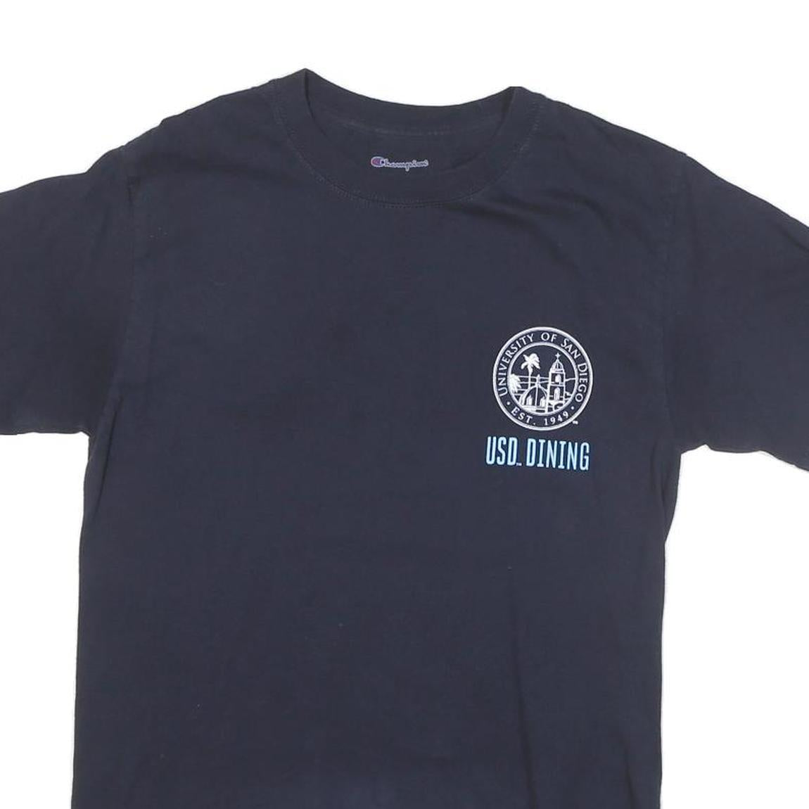 CHAMPION Mens Navy Blue University Of San Diego Graphic T-Shirt S Short Sleeve
