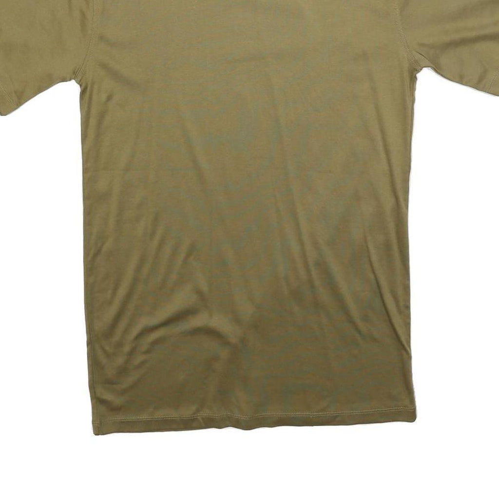 Mens Beige Plain Casual T-Shirt Regular Fit Short Sleeve Crew Neck M Polyester