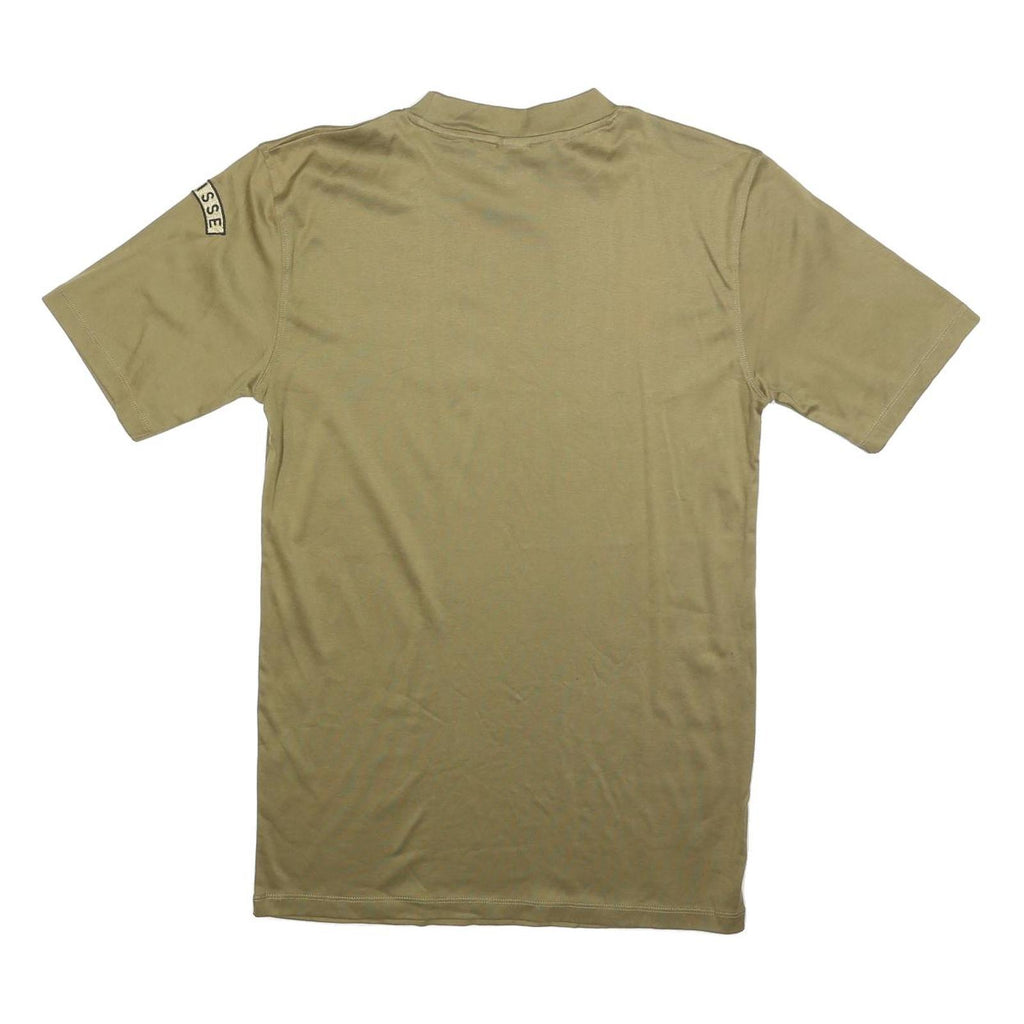 Mens Beige Plain Casual T-Shirt Regular Fit Short Sleeve Crew Neck M Polyester