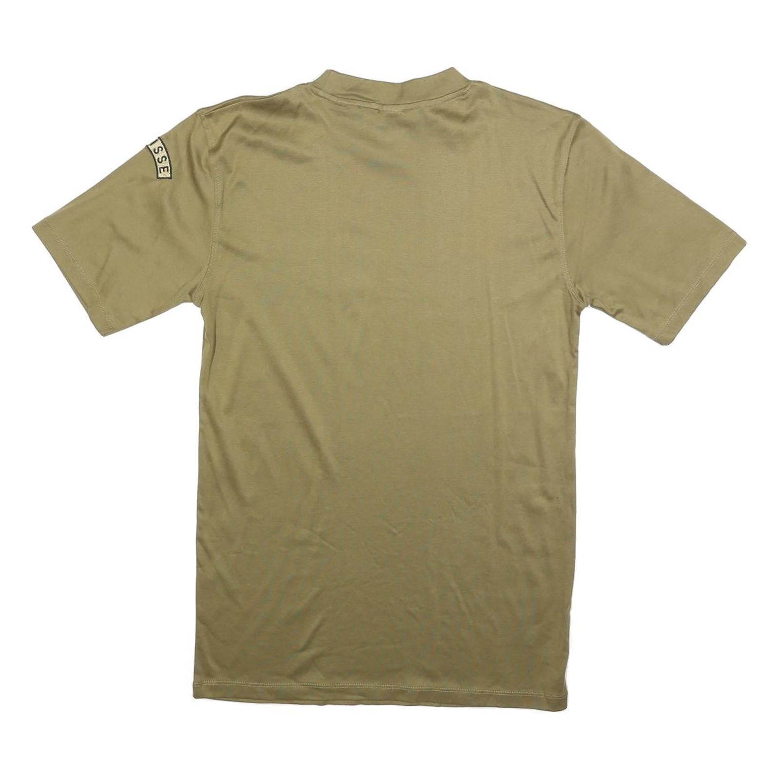 Mens Beige Plain Casual T-Shirt Regular Fit Short Sleeve Crew Neck M Polyester