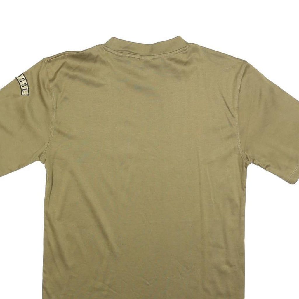 Mens Beige Plain Casual T-Shirt Regular Fit Short Sleeve Crew Neck M Polyester