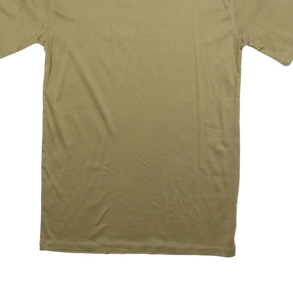 Mens Beige Plain Casual T-Shirt Regular Fit Short Sleeve Crew Neck M Polyester