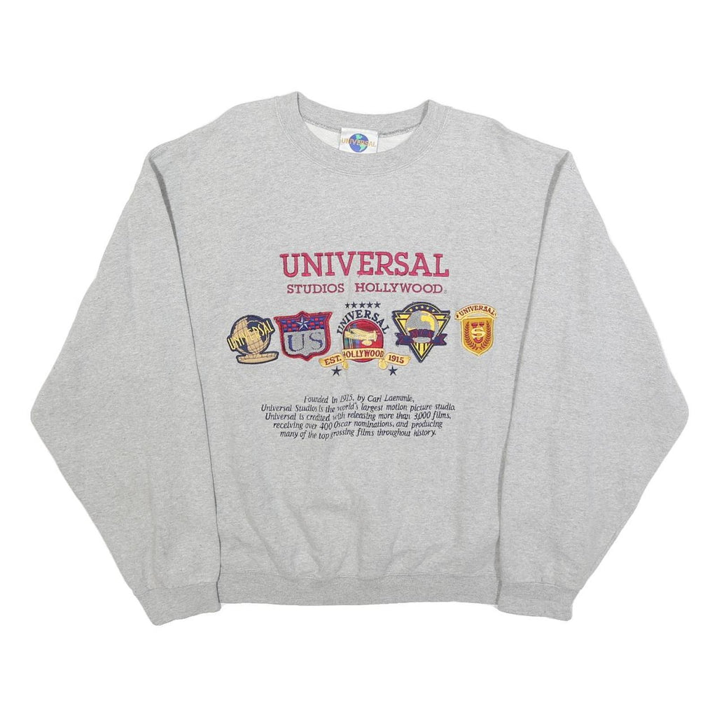 UNIVERSAL STUDIOS Womens Grey Sweatshirt XL Crew Neck Cotton Blend Pullover Logo