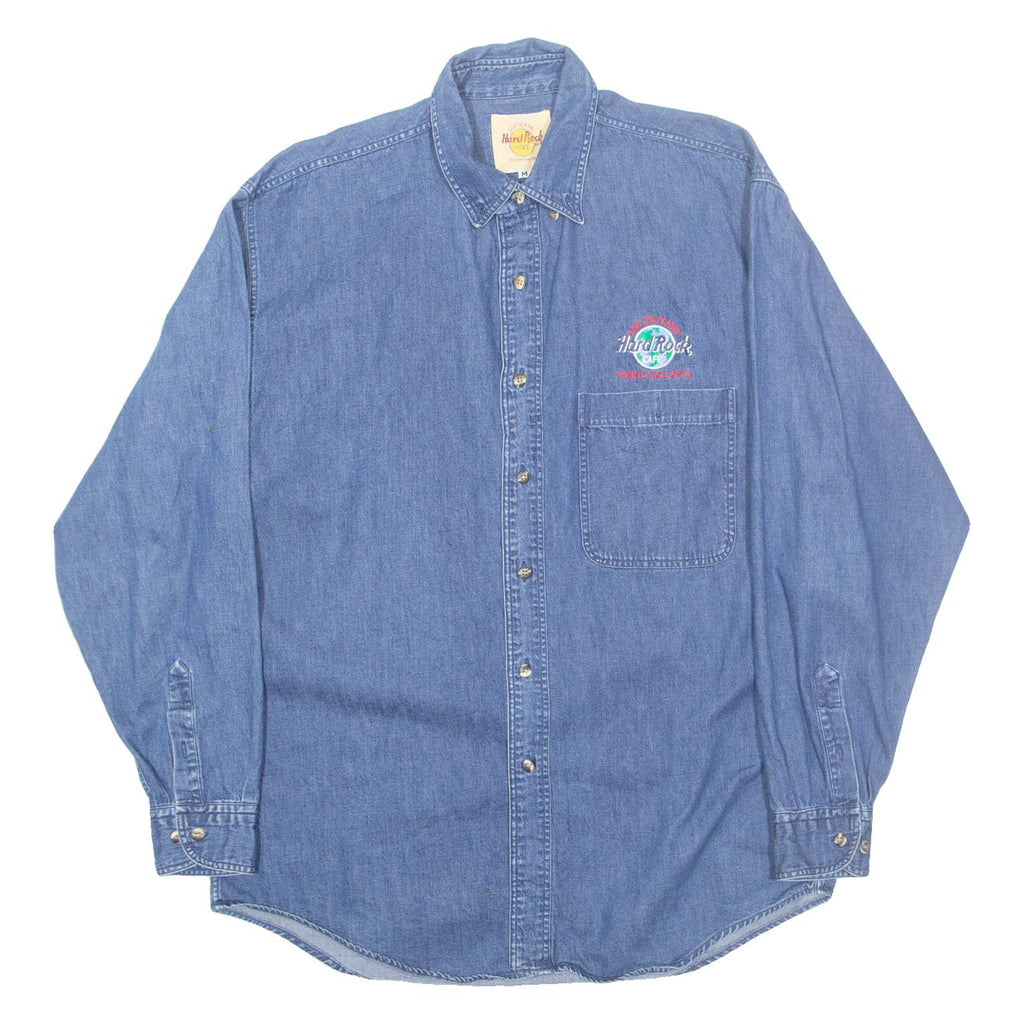 HARD ROCK CAFE Puerto Vallarta Mens Denim Shirt Blue Long Sleeve M
