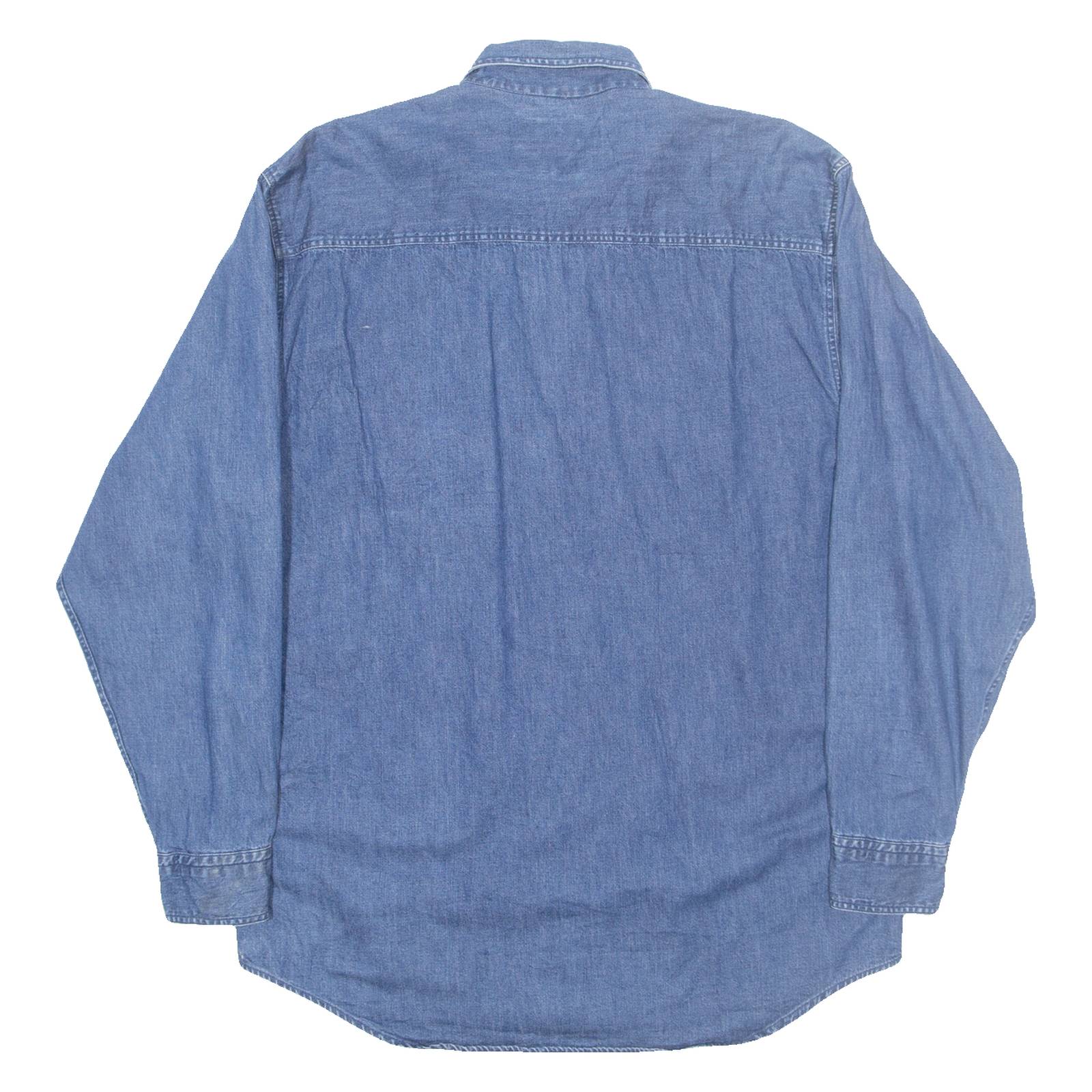 HARD ROCK CAFE Puerto Vallarta Mens Denim Shirt Blue Long Sleeve M