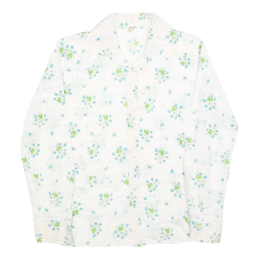 SPERLA Womens White Printed Shirt Long Sleeve Button Neck M Floral Pattern