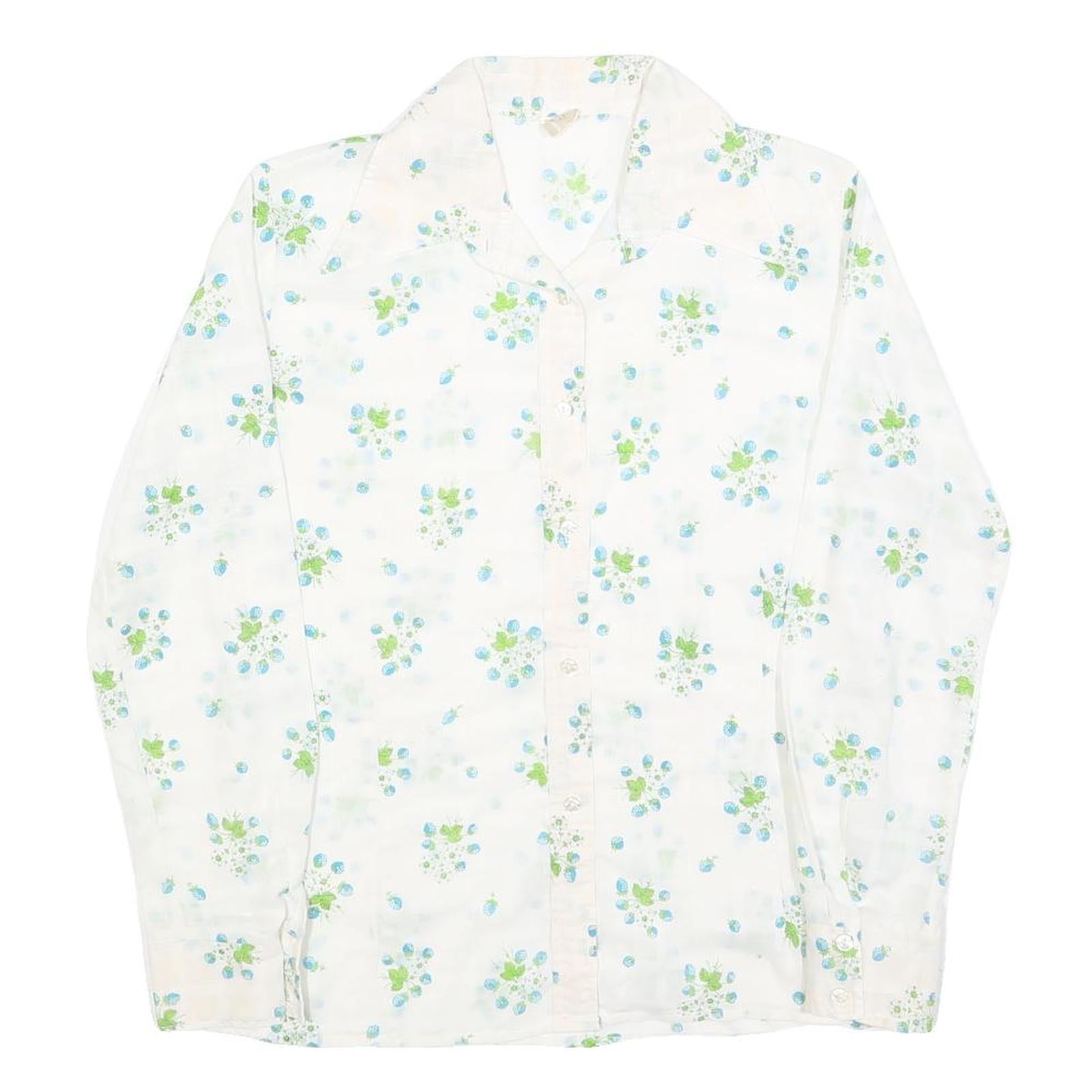 SPERLA Womens White Printed Shirt Long Sleeve Button Neck M Floral Pattern