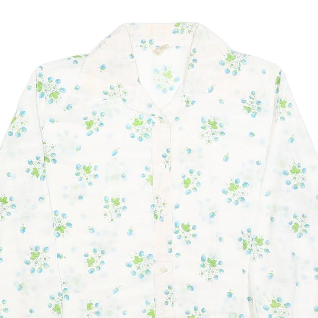 SPERLA Womens White Printed Shirt Long Sleeve Button Neck M Floral Pattern