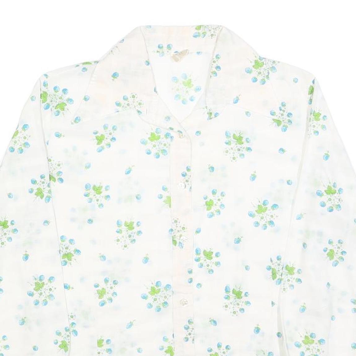 SPERLA Womens White Printed Shirt Long Sleeve Button Neck M Floral Pattern