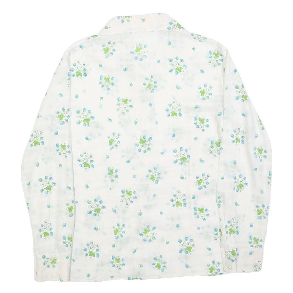SPERLA Womens White Printed Shirt Long Sleeve Button Neck M Floral Pattern