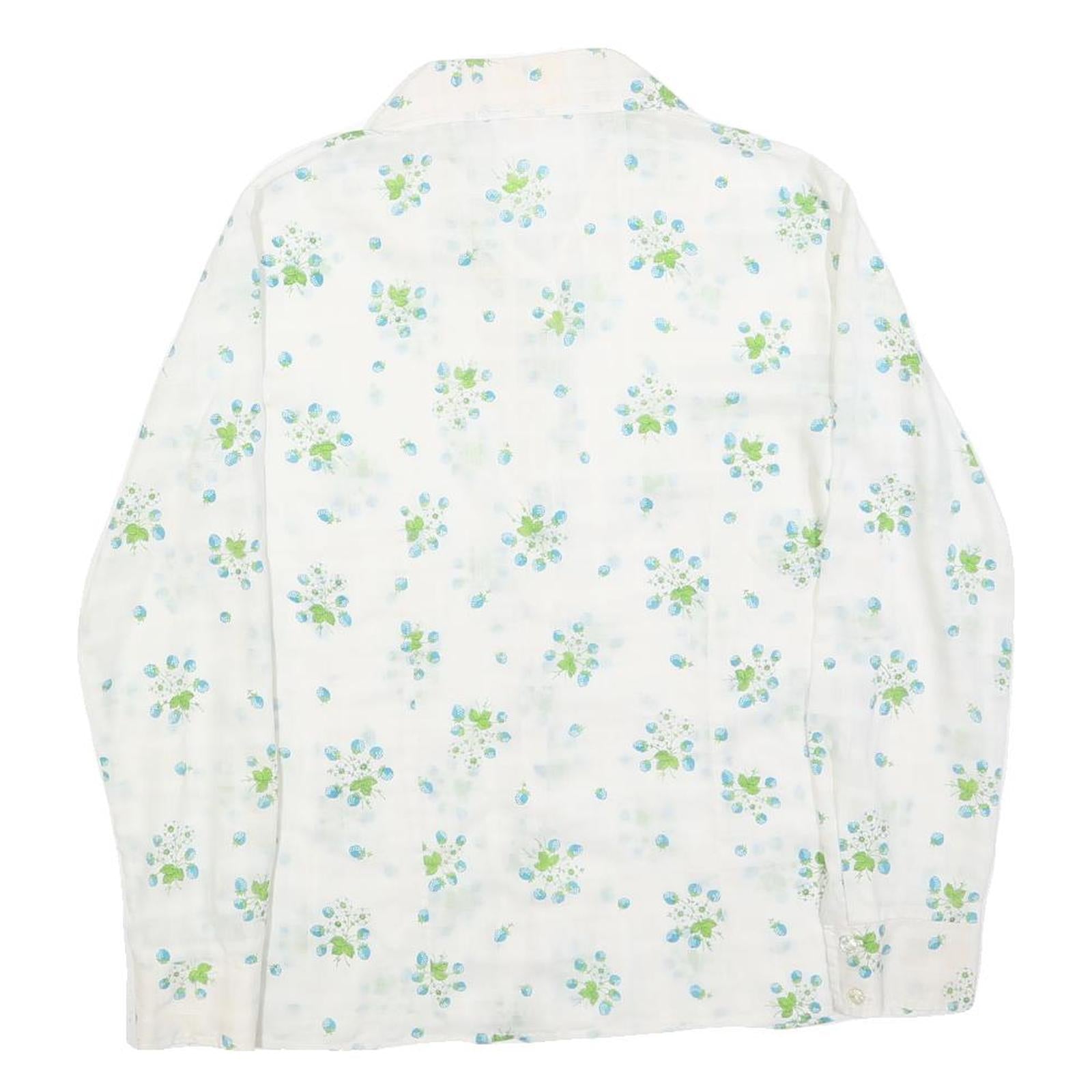 SPERLA Womens White Printed Shirt Long Sleeve Button Neck M Floral Pattern