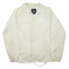 VANS Mens White Coach Jacket S Polyester Button Plain Casual Lightweight