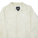 VANS Mens White Coach Jacket S Polyester Button Plain Casual Lightweight