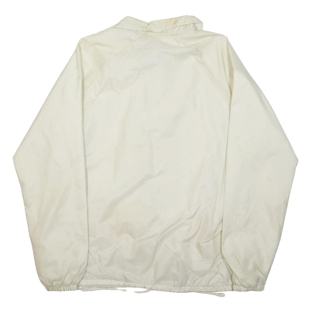 VANS Mens White Coach Jacket S Polyester Button Plain Casual Lightweight