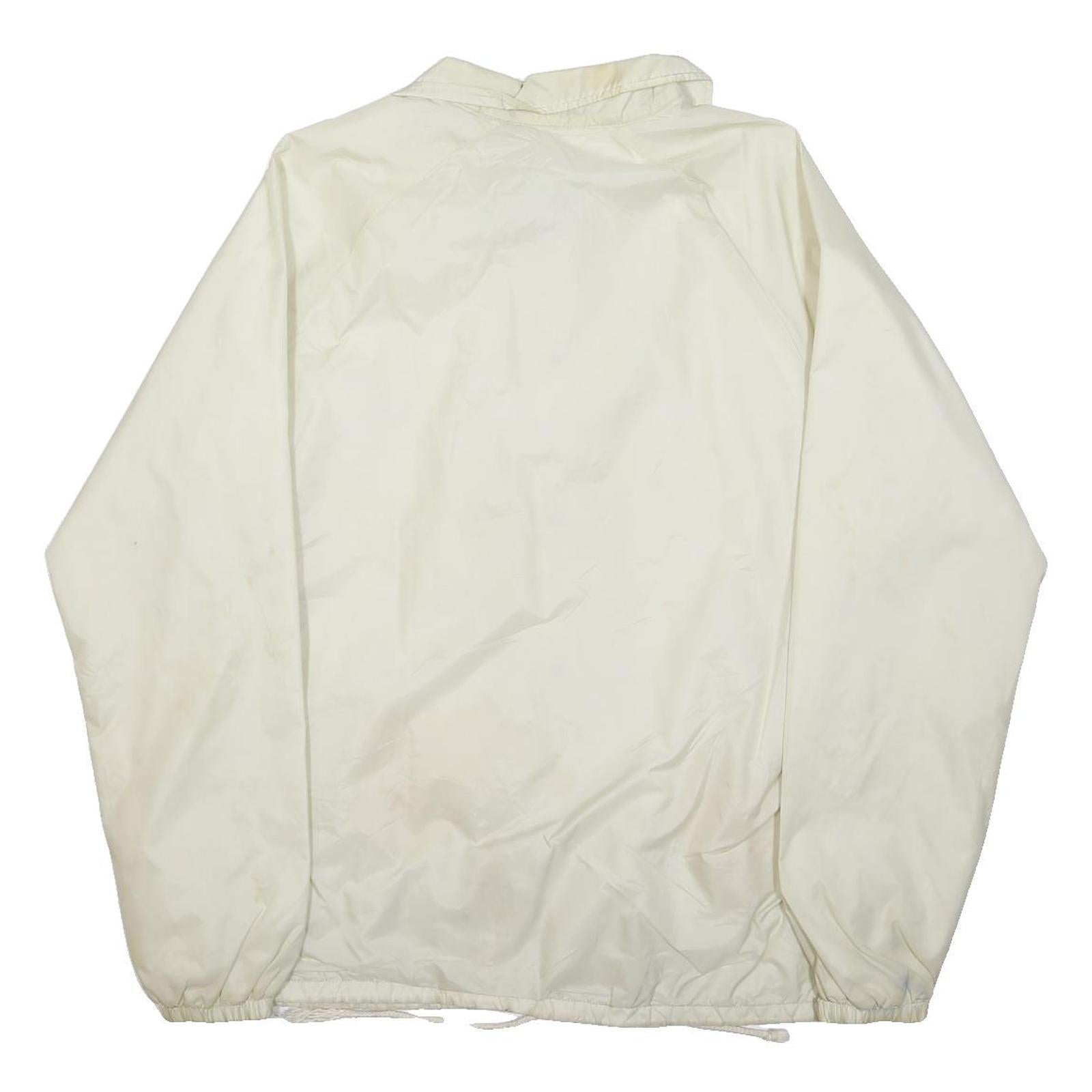 VANS Mens White Coach Jacket S Polyester Button Plain Casual Lightweight