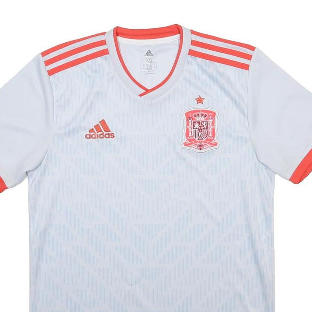 ADIDAS Spain 2018 Away Mens White & Red Football Shirt XS Short Sleeve V-Neck