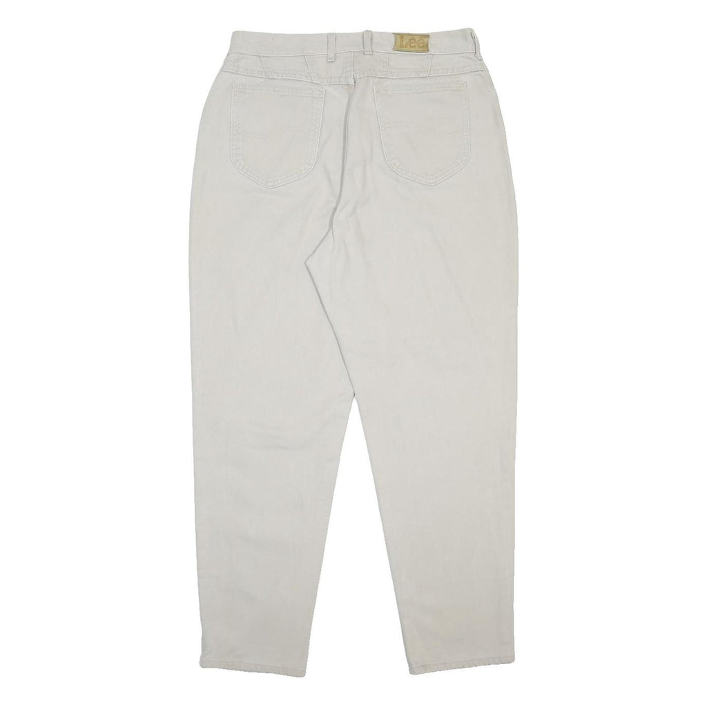 LEE Womens White Relaxed Straight Denim Cotton Medium W32 L29 Zip Closure