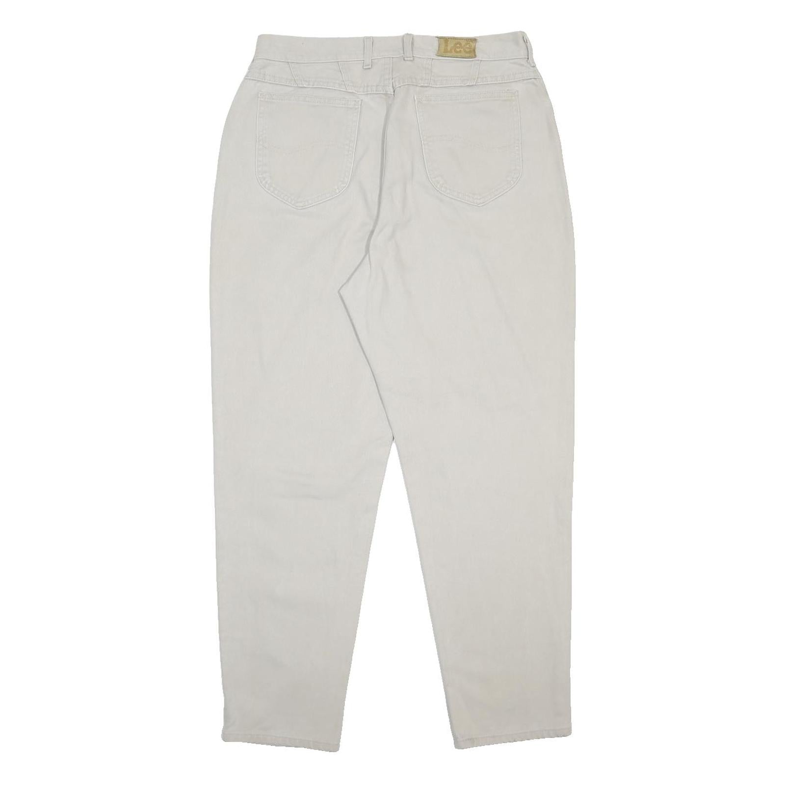 LEE Womens White Relaxed Straight Denim Cotton Medium W32 L29 Zip Closure