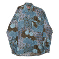 Mens Blue Brown Pattern Cotton Blend Shirt M Casual Long Sleeve Button Closure