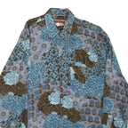 Mens Blue Brown Pattern Cotton Blend Shirt M Casual Long Sleeve Button Closure