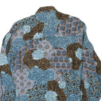 Mens Blue Brown Pattern Cotton Blend Shirt M Casual Long Sleeve Button Closure