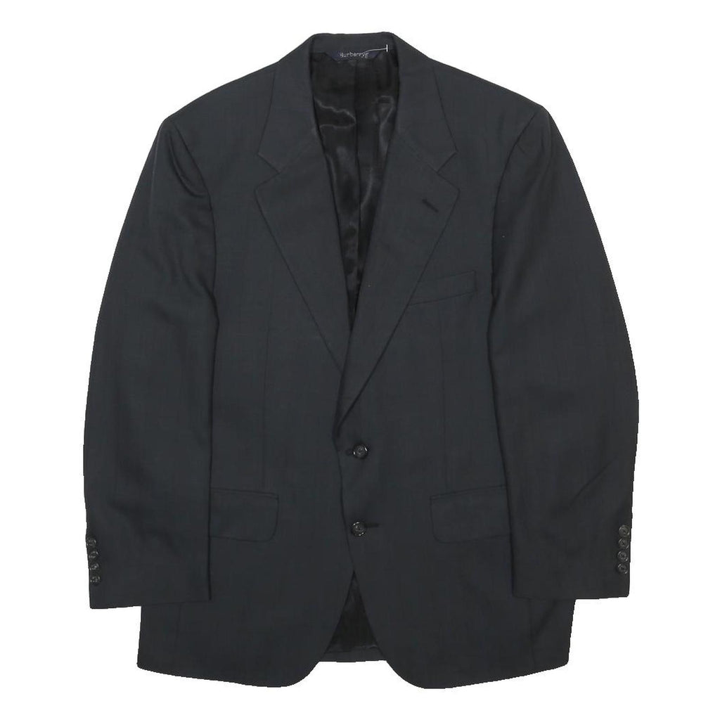 BURBERRY Mens Black Classic Jacket S Woven Tailored Button Closure Formal