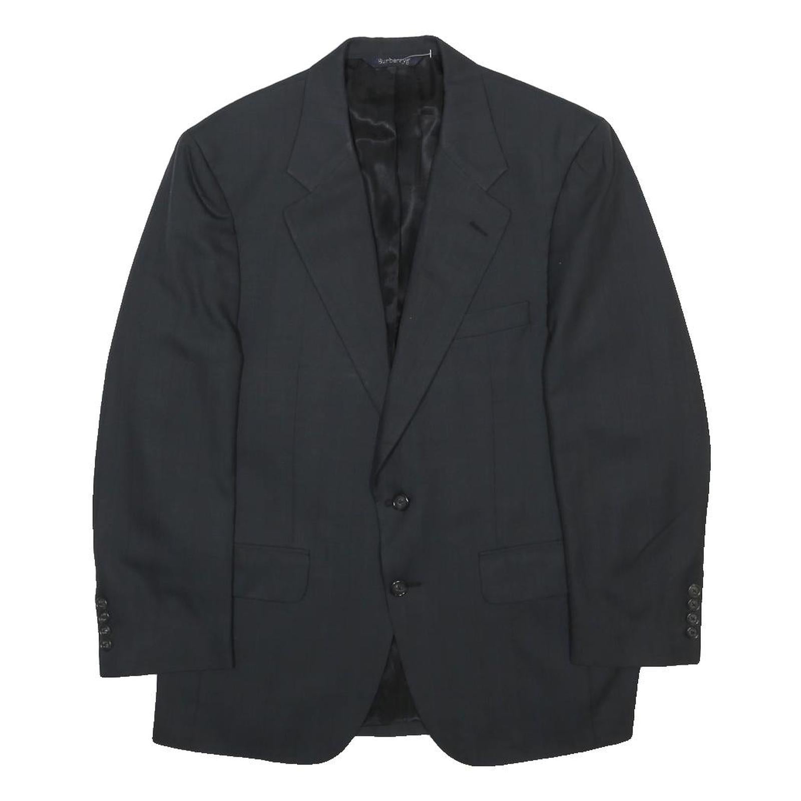 BURBERRY Mens Black Classic Jacket S Woven Tailored Button Closure Formal