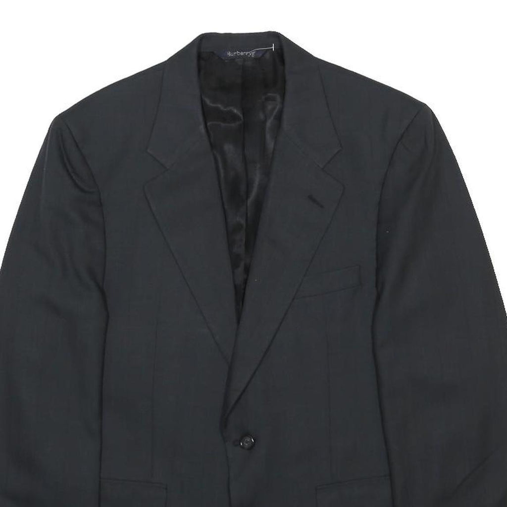 BURBERRY Mens Black Classic Jacket S Woven Tailored Button Closure Formal