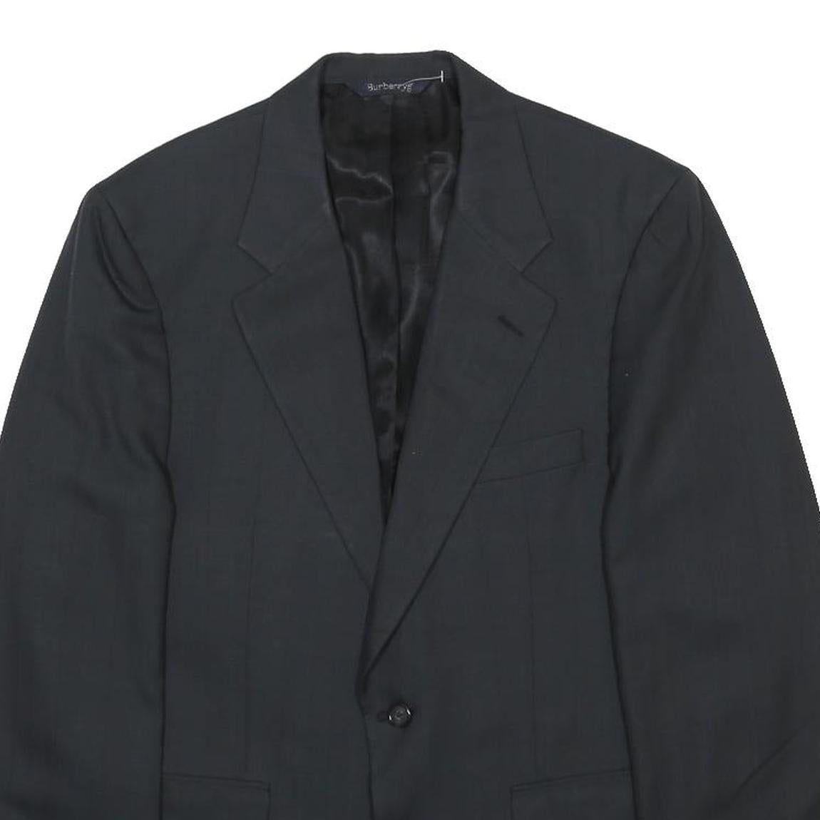 BURBERRY Mens Black Classic Jacket S Woven Tailored Button Closure Formal
