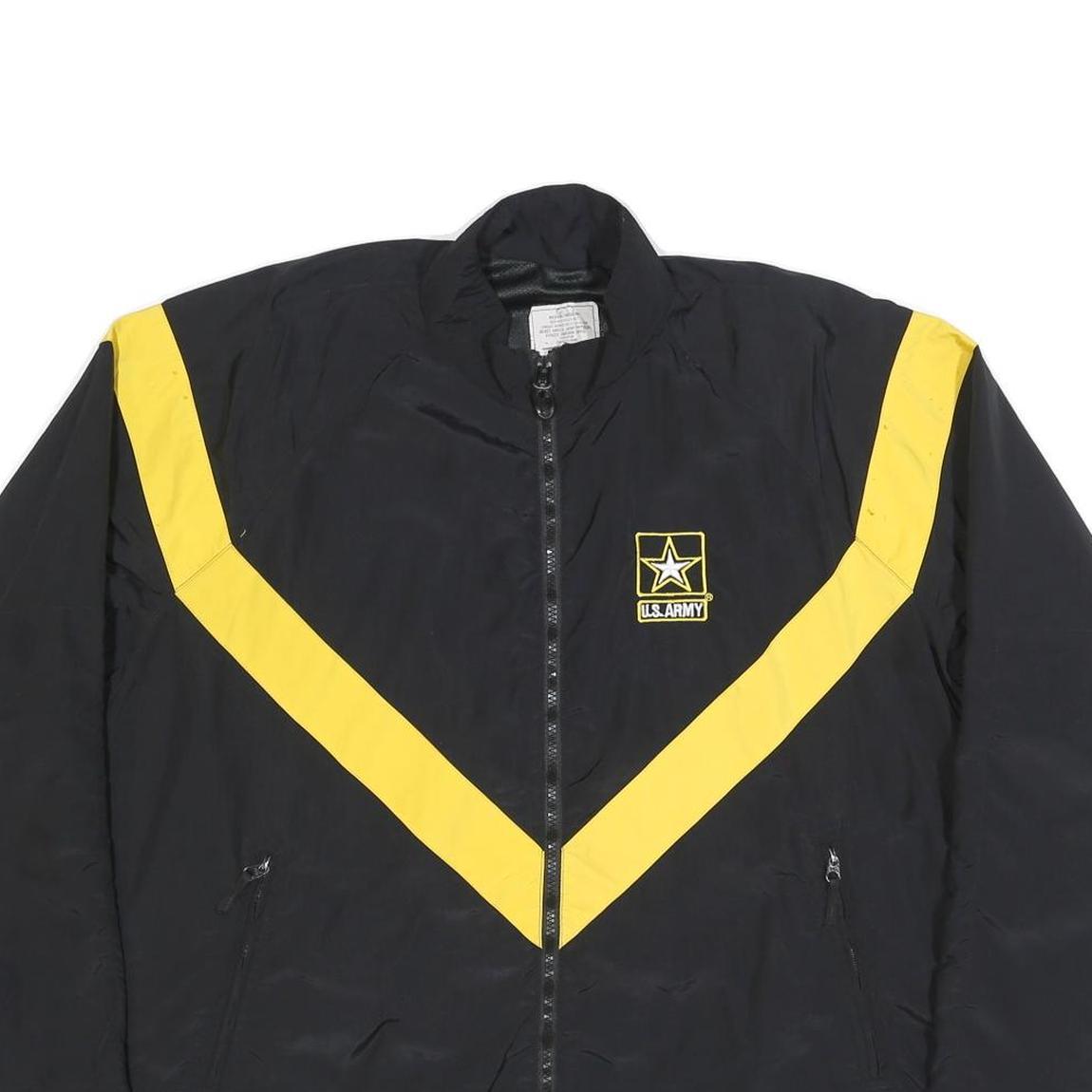 UNICOR Mens Black & Yellow U.S. Army Logo Zip Up Nylon Jacket M Lightweight