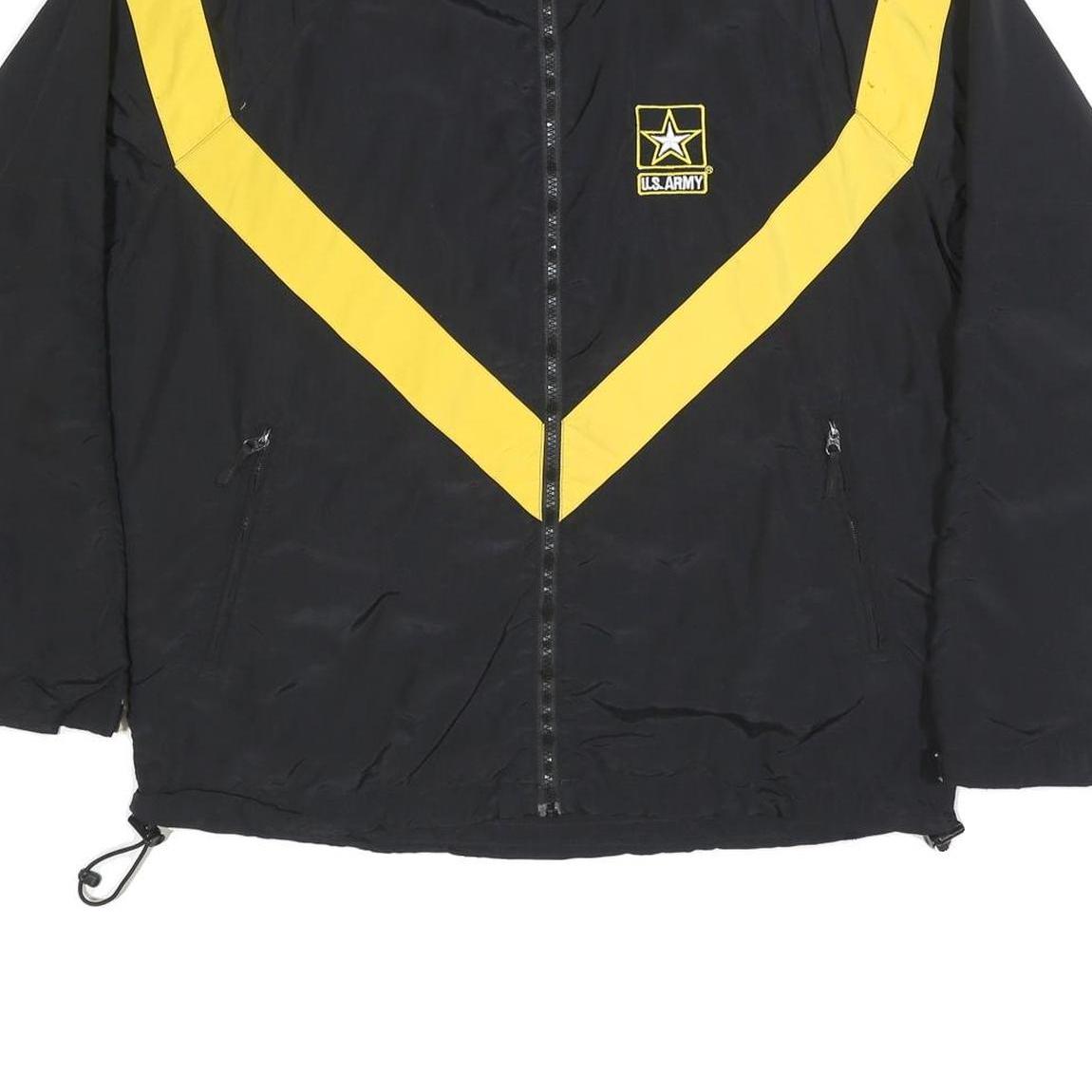 UNICOR Mens Black & Yellow U.S. Army Logo Zip Up Nylon Jacket M Lightweight