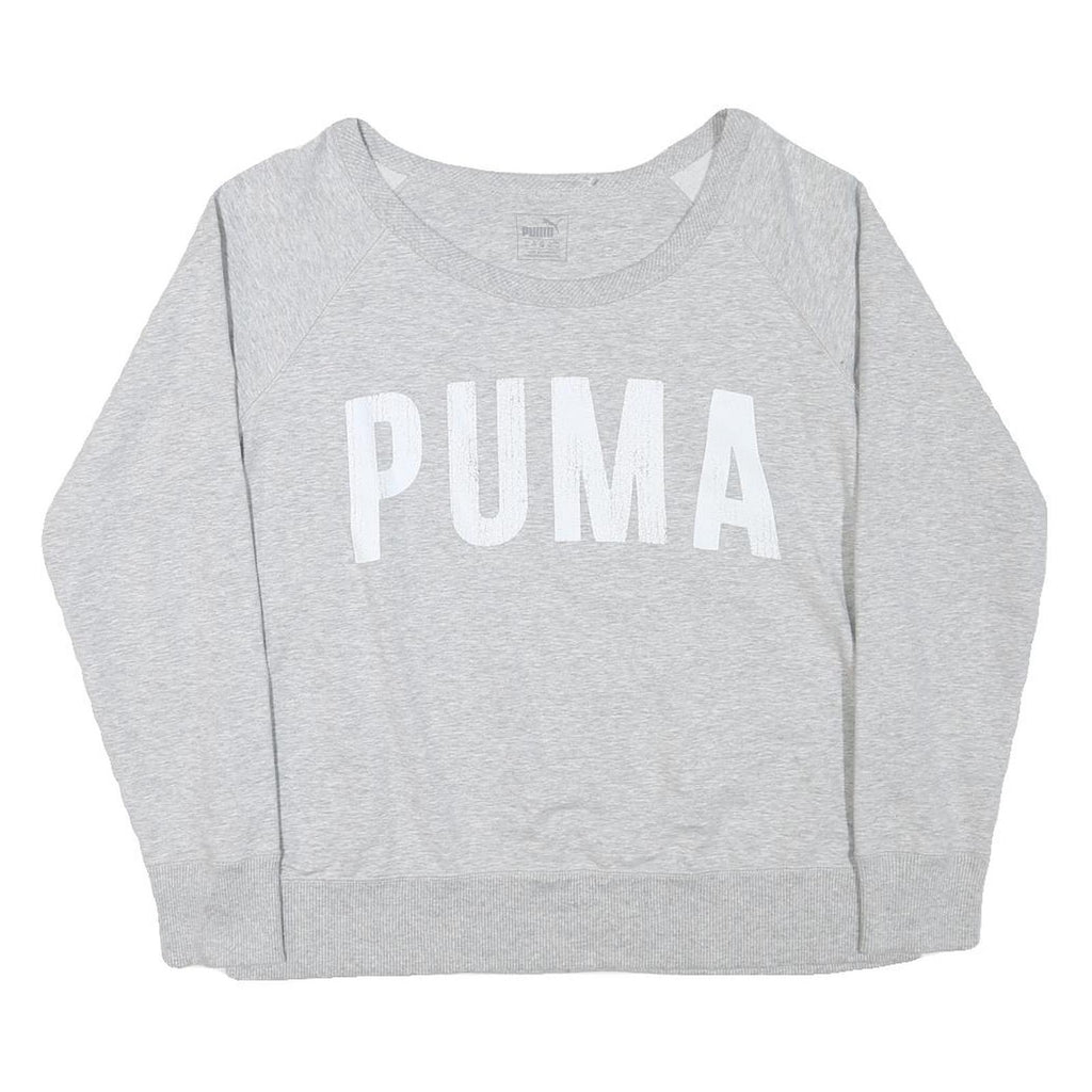 PUMA Womens Grey Cotton Blend Crew Neck Sweatshirt XL Casual Pullover