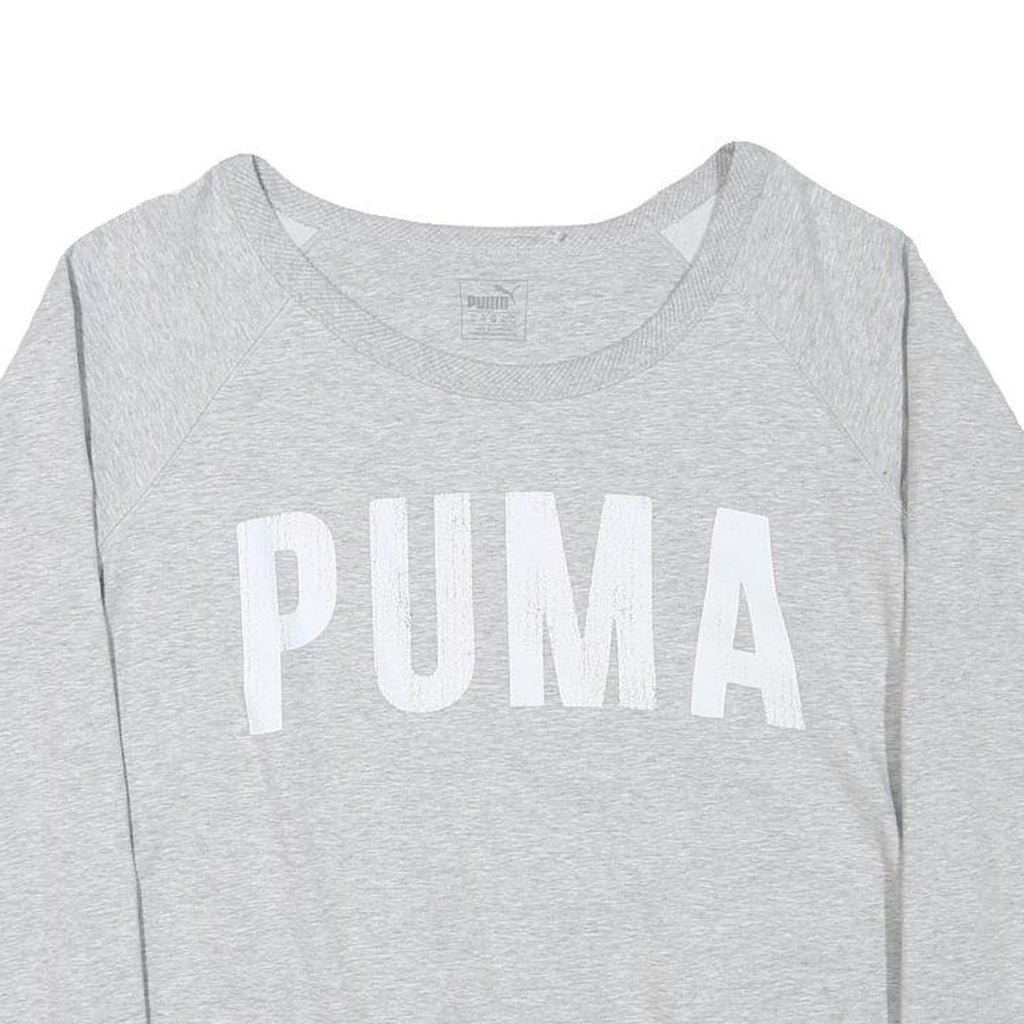 PUMA Womens Grey Cotton Blend Crew Neck Sweatshirt XL Casual Pullover